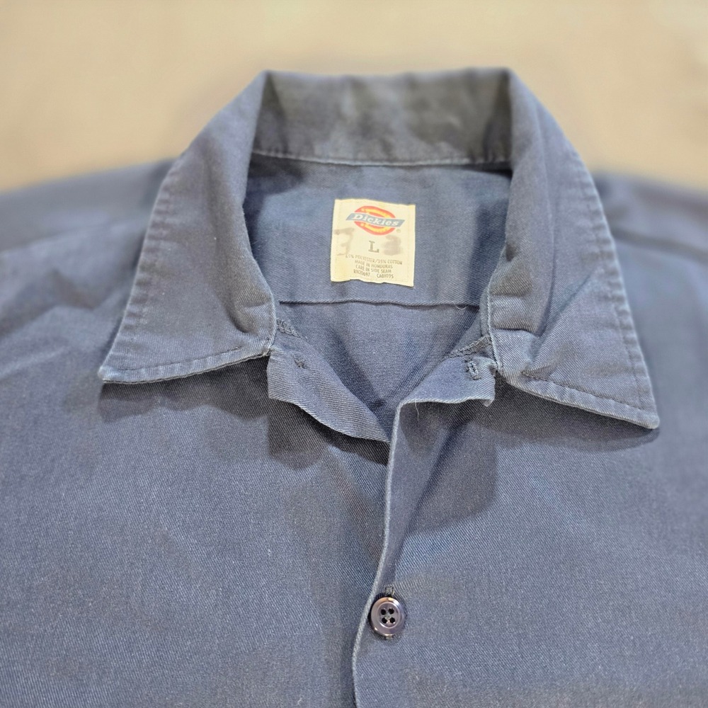 Dickies Mens Short Sleeve Work Shirt Navy Blue Large WS574NV Button Up - Picture 2 of 10